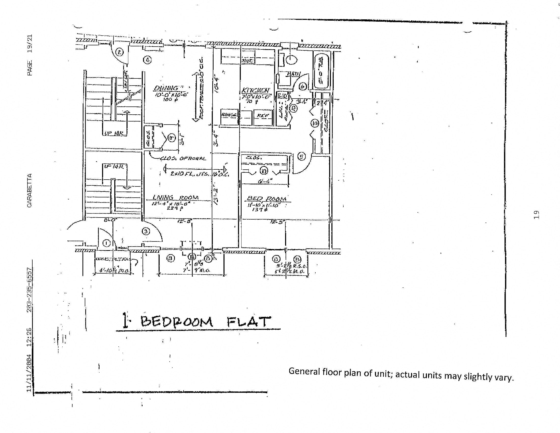 Floor plan for 1 bed, 1 bath
